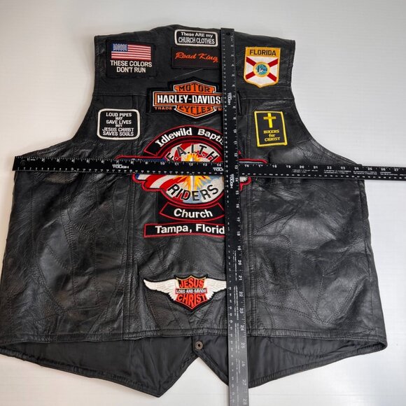 Navarre Vest Men Extra Large Leather Biker Church Collect Patch Pin Rare Core Ex - Picture 15 of 16